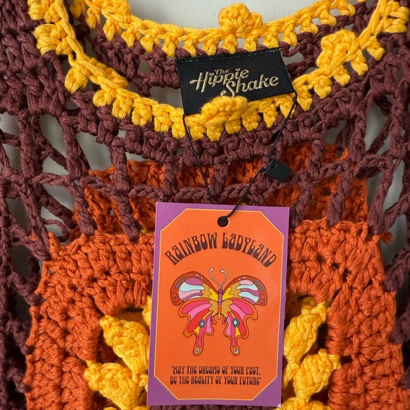 The Hippie Shake Crochet Tank Top - Brown and Yellow - Picture 2 of 3